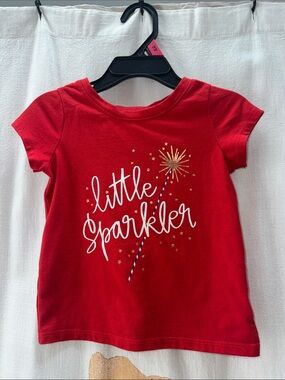 Cat & Jack Red 'Little Sparkler' Tee with Gold Accents